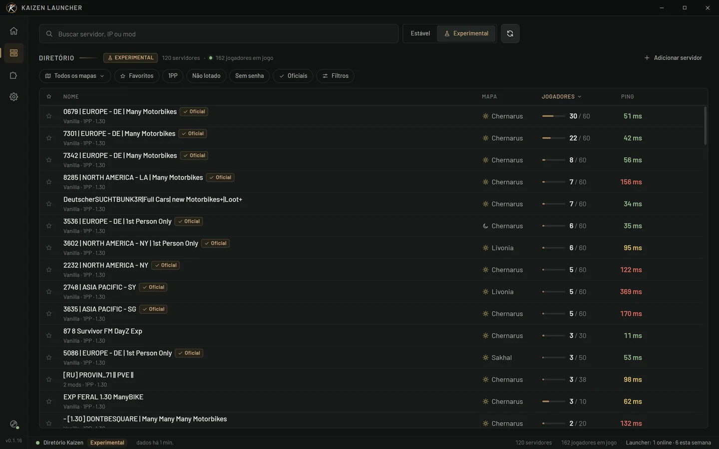 DayZ Experimental com um clique: os servidores dele, com os mods carregados automaticamente.